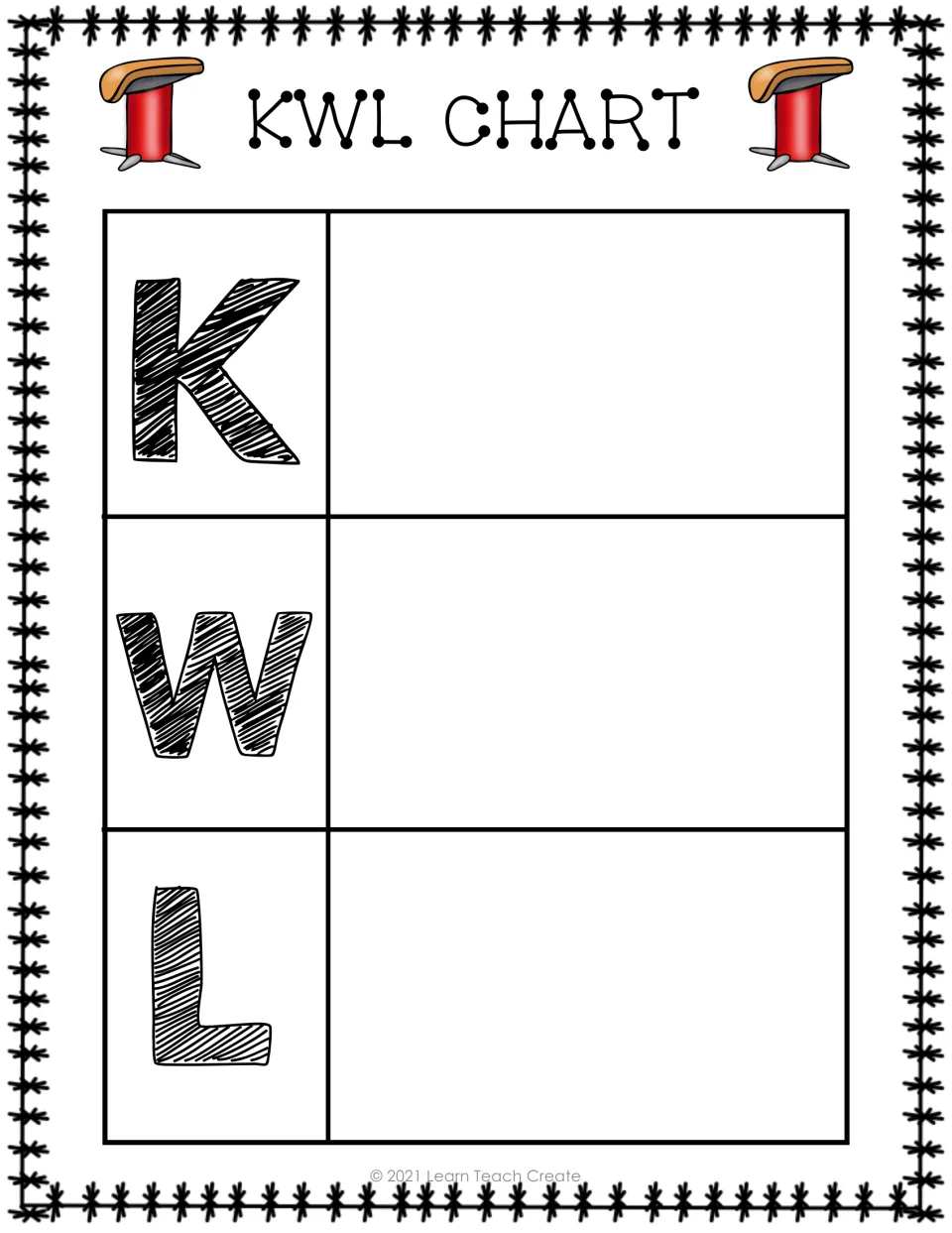 KWL chart in the Simone Biles packet provides spaces labeled K, W, and L to record knowledge and learning