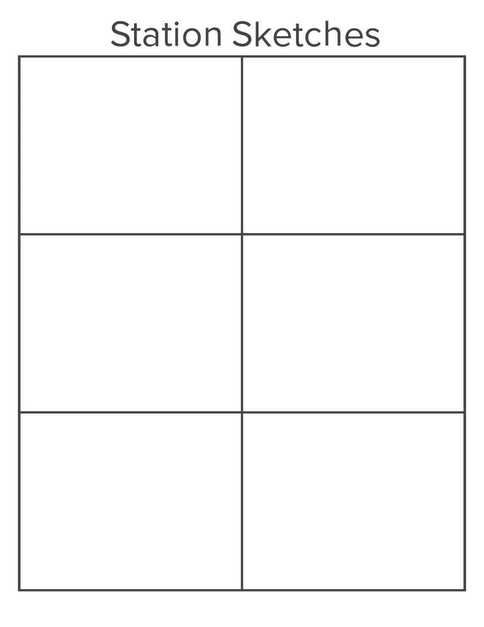Station Sketches recording sheet for drawing the simple machine solution to each of the six task cards.
