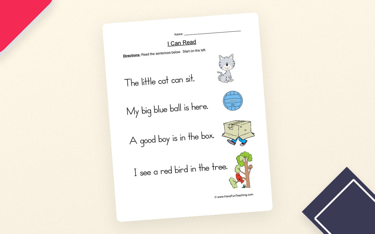 Simple Sentences – Reading Practice Worksheet preview