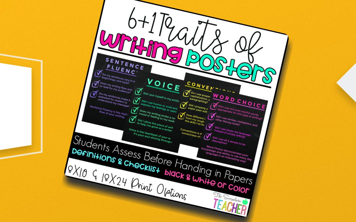 Simple/Modern Secondary 6 + 1 Traits of Writing Posters-Grades 6-12 preview