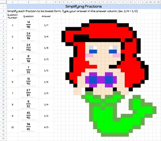 Simplifying Fraction - Mystery Picture - Self Checking – preview