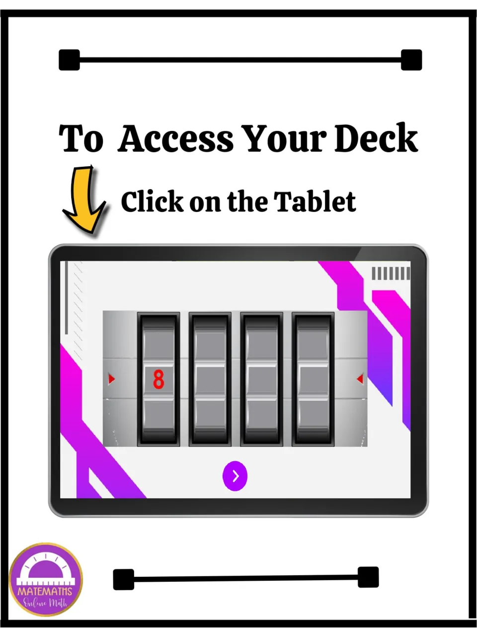 Digital code breaker access page: 'To Access Your Deck' and 'Click on the Tablet' above a safe-lock preview