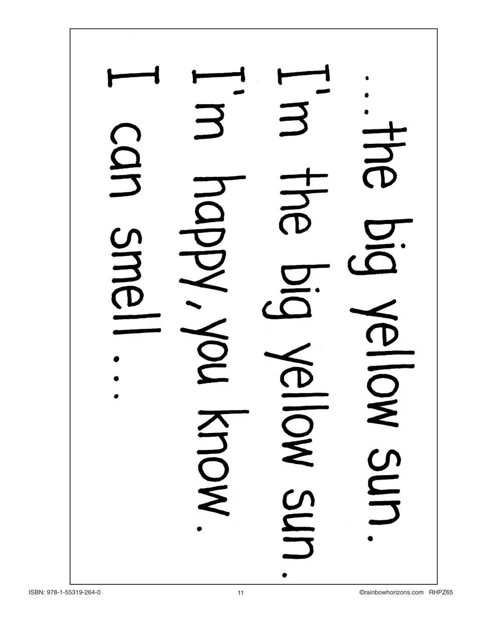 Big Book text: '...the big yellow sun. I'm the big yellow sun. I'm happy, you know. I can smell...'