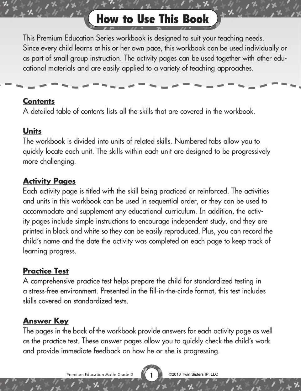 How to Use This Book: notes on the workbook's contents, units, activity pages, practice test and answer key