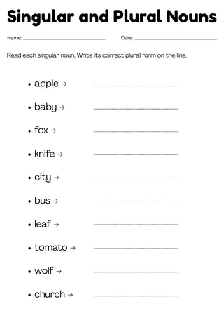 singular and plural nouns worksheet grade 5 with answers – cover