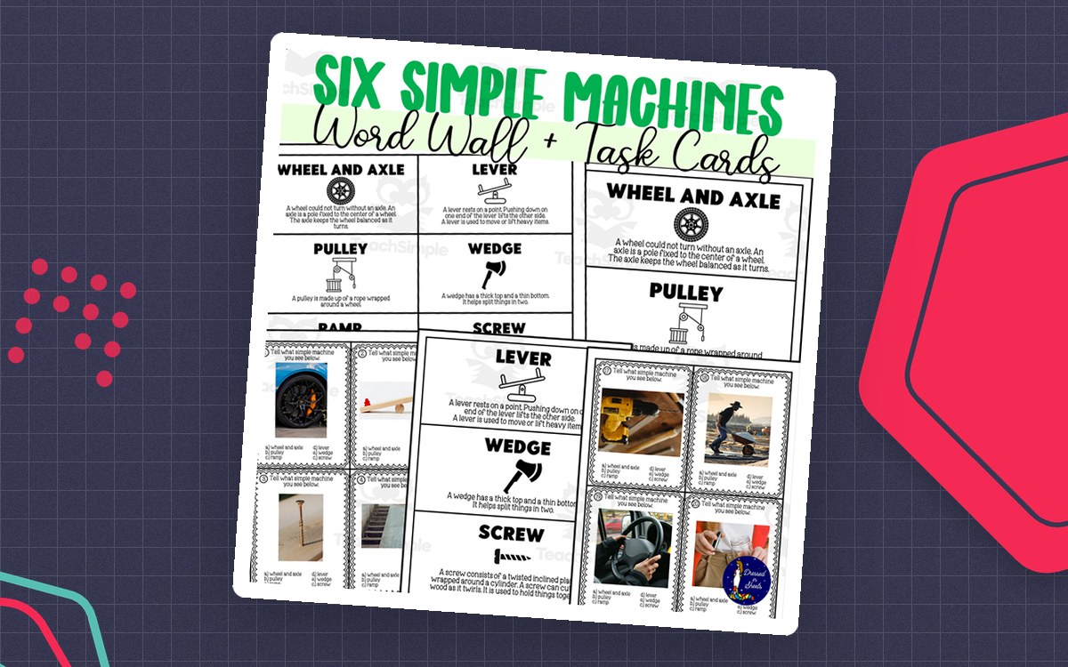 Six Simple Machines Word Wall and Task Cards preview