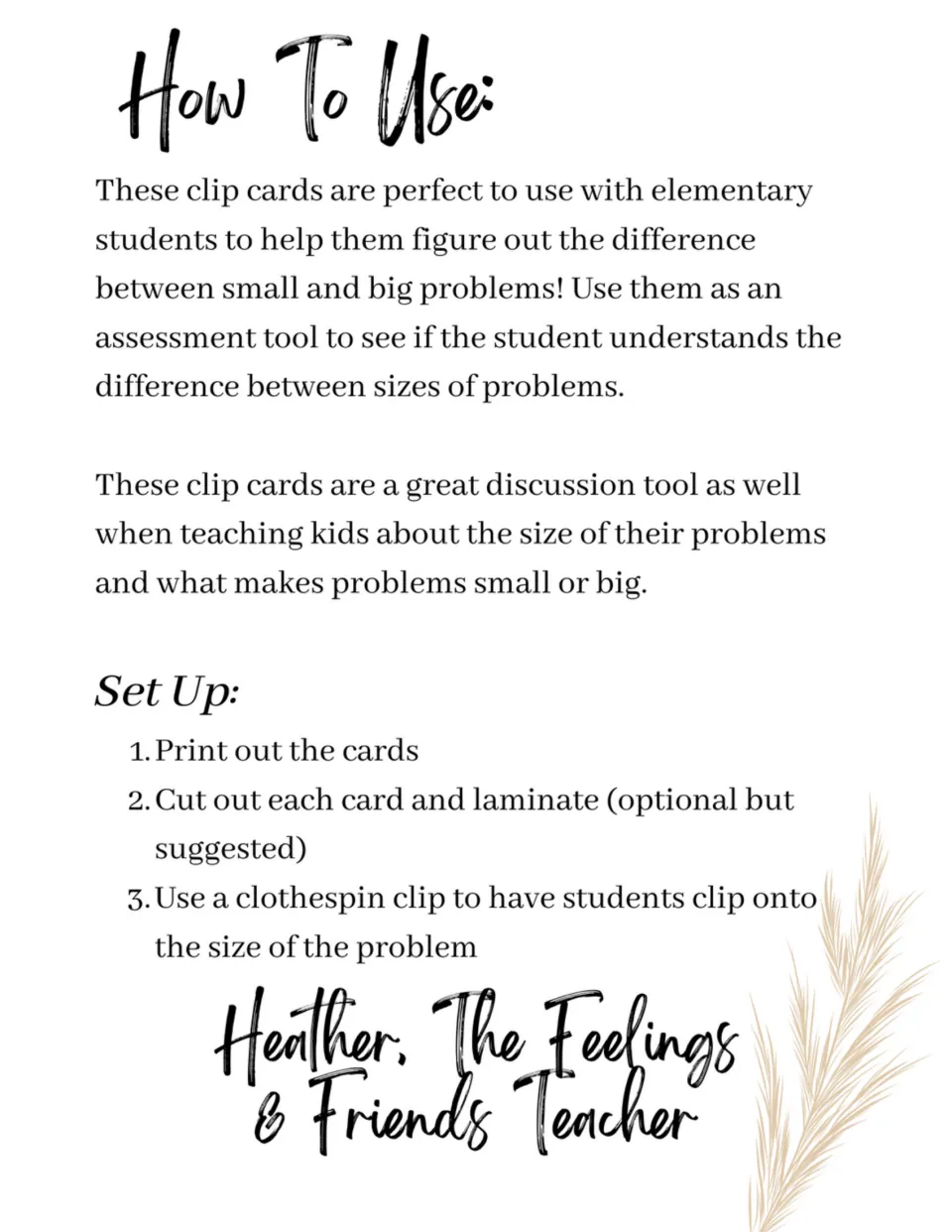 How To Use notes for big or small problem clip cards: print, cut, laminate, then students clip a clothespin on the size