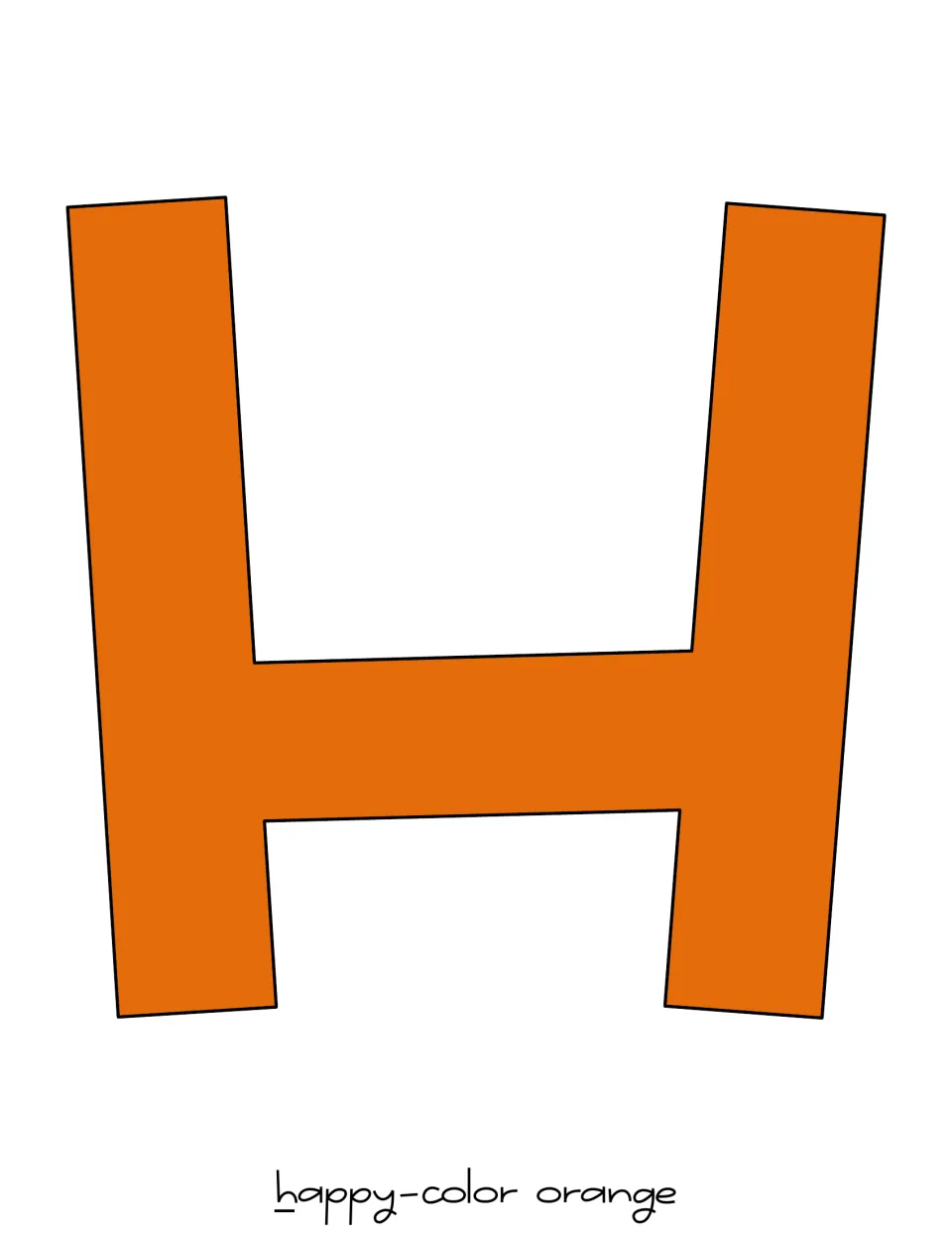Orange capital H for Happy in the Halloween display, supplied as a full-color letter to print and cut out