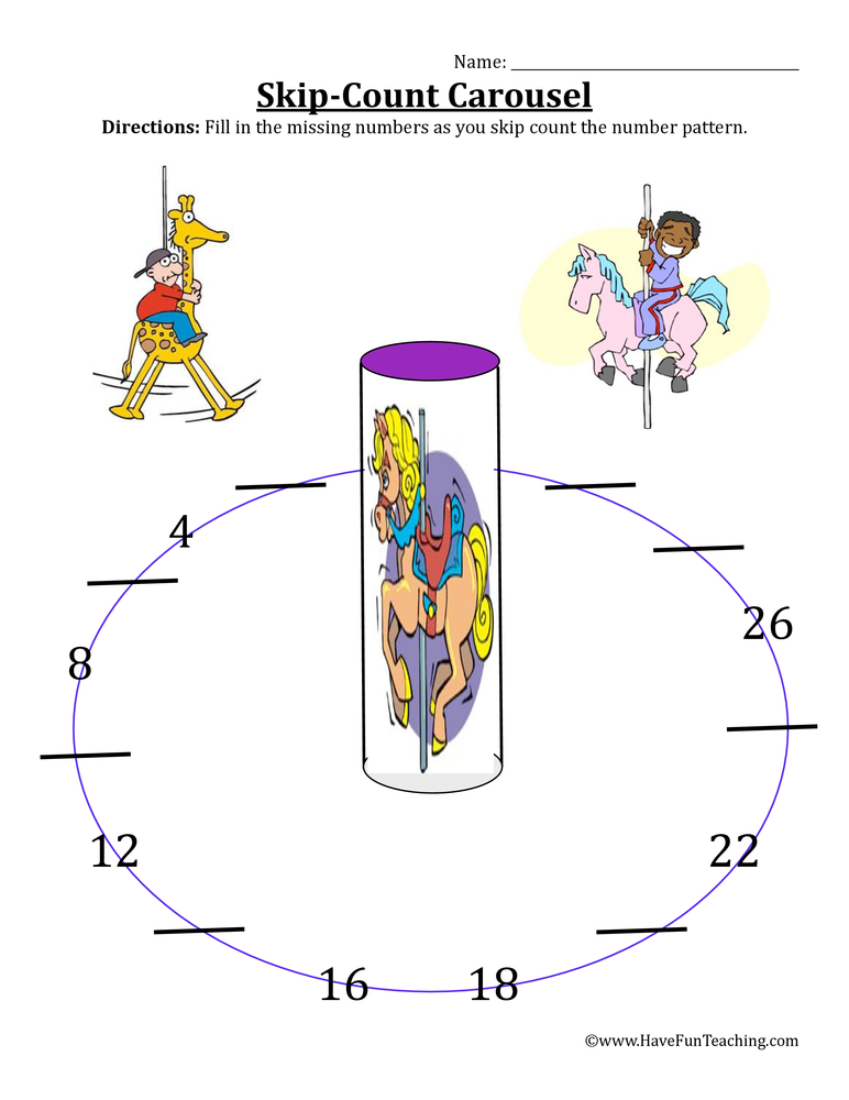 Skip Counting 2s Carousel Worksheet teaching resource preview