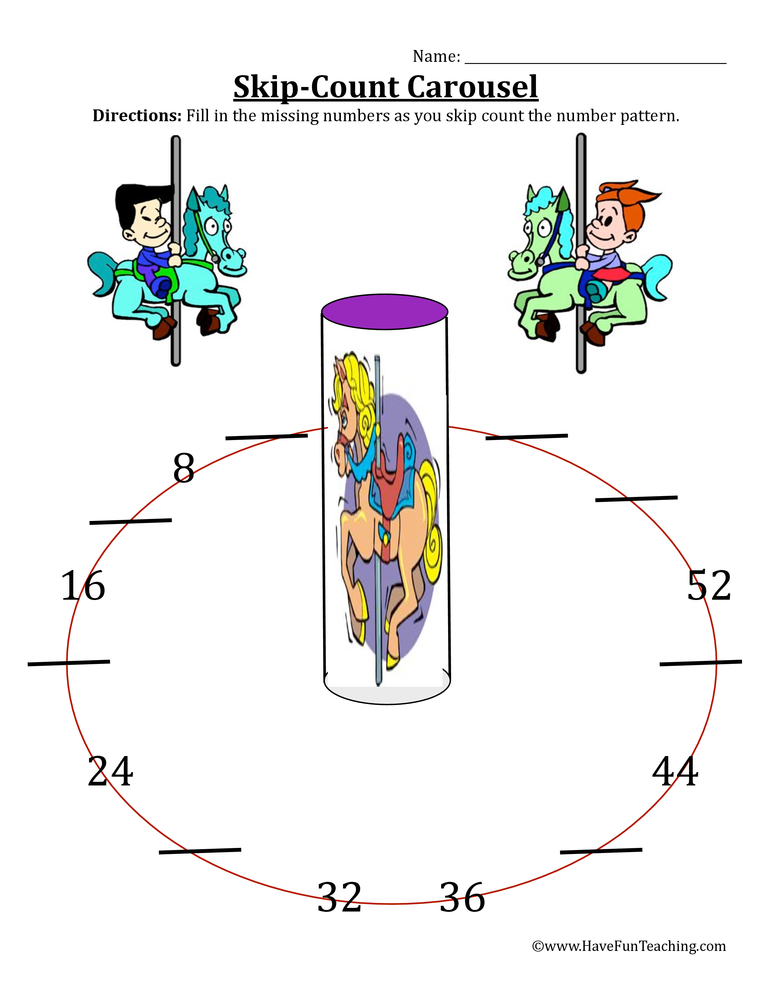 Skip Counting 4s Carousel Worksheet teaching resource preview