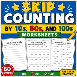 skip counting by 10s 50s and 100s worksheets – cover