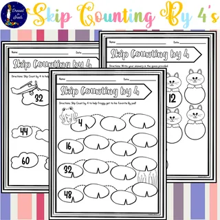Skip Counting by 4's Worksheets – cover