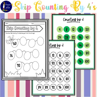 Skip Counting by 4's Worksheets – sample page 2