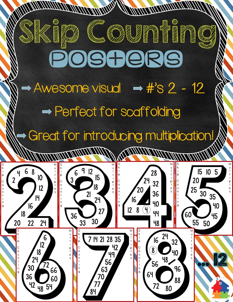 Skip Counting Posters #2-12 – cover