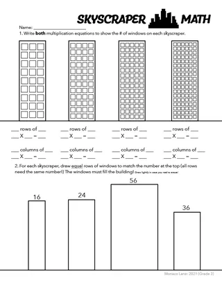 Skyscraper Math Worksheet – sample page 3