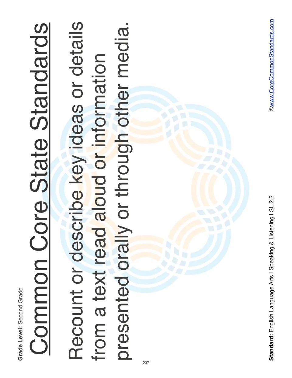 Standard overview: recount or describe key ideas or details from text read aloud or information presented orally