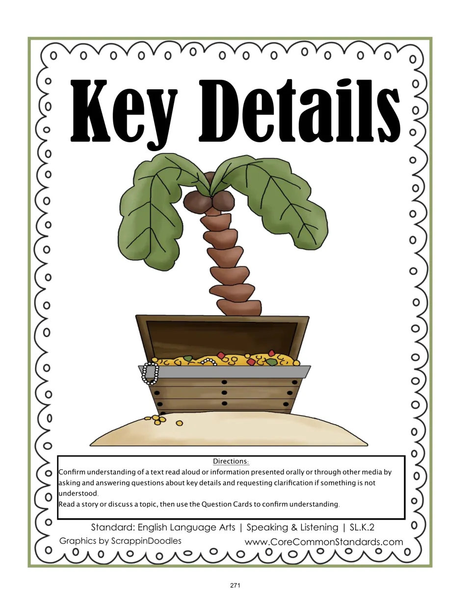 Key Details directions: read a story or discuss a topic, then use the question cards to confirm understanding