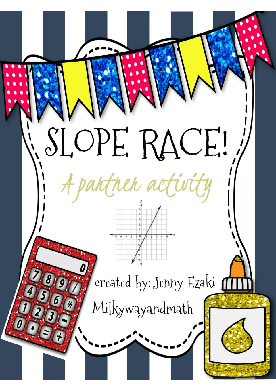 Cover of Slope Race Partner Activity, labeled 'A partner activity,' created by Jenny Ezaki, Milkywayandmath