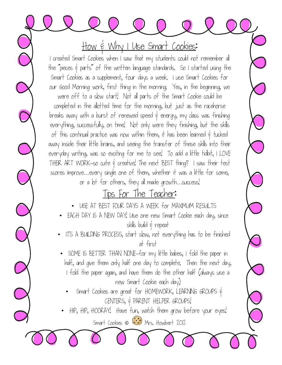 Teacher guidance explains using daily morning work four days a week and completing partial sheets at first