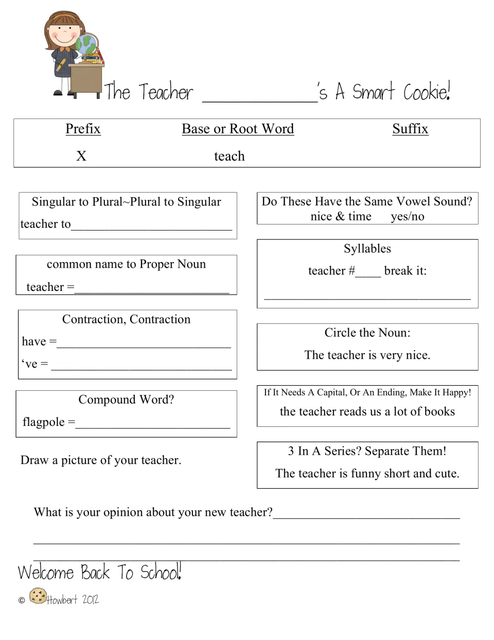 The Teacher practice uses teach, teacher, and flagpole for word study and asks for an opinion of the new teacher