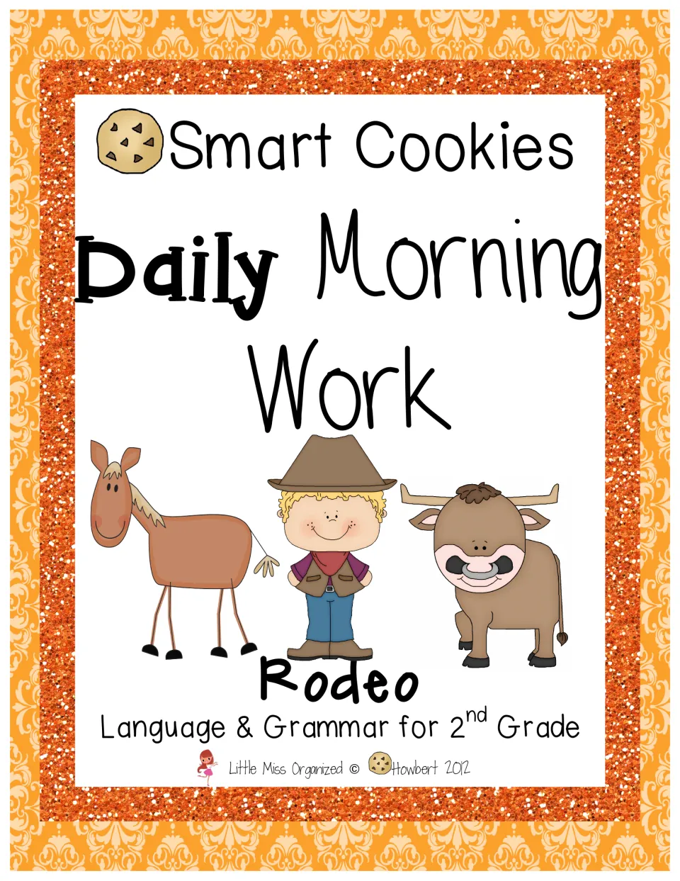 Cover of the rodeo morning-work packet, labeled Language & Grammar for 2nd Grade under the Smart Cookies name