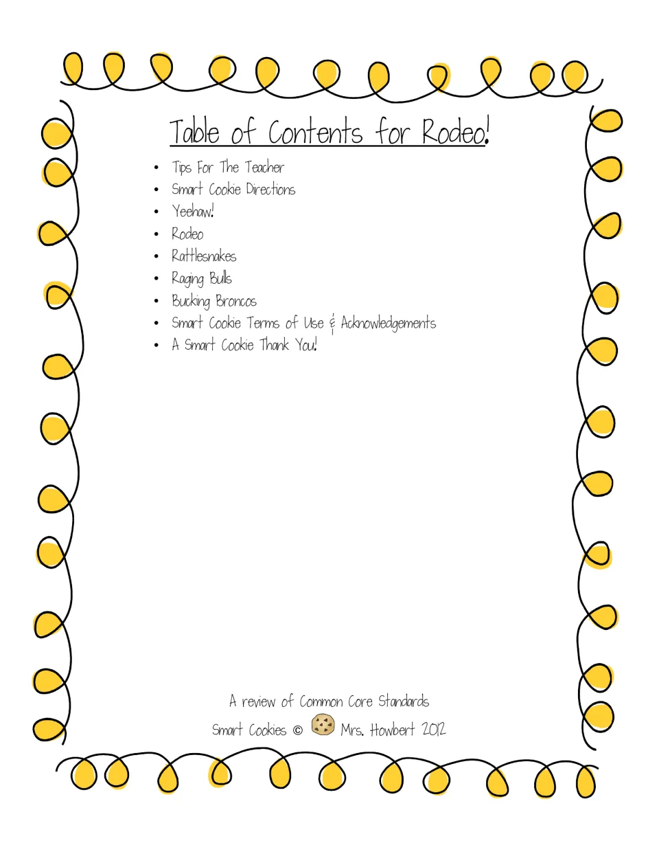 Rodeo packet contents list teacher tips, directions, Yeehaw!, Rodeo, Rattlesnakes, Raging Bulls and Bucking Broncos