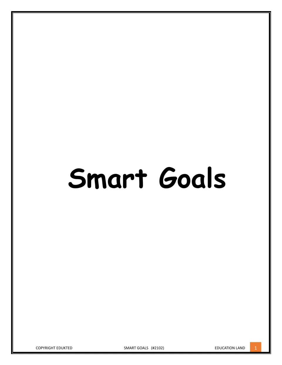 Cover page showing the title Smart Goals in large lettering, with Education Land and Edukted named in the footer