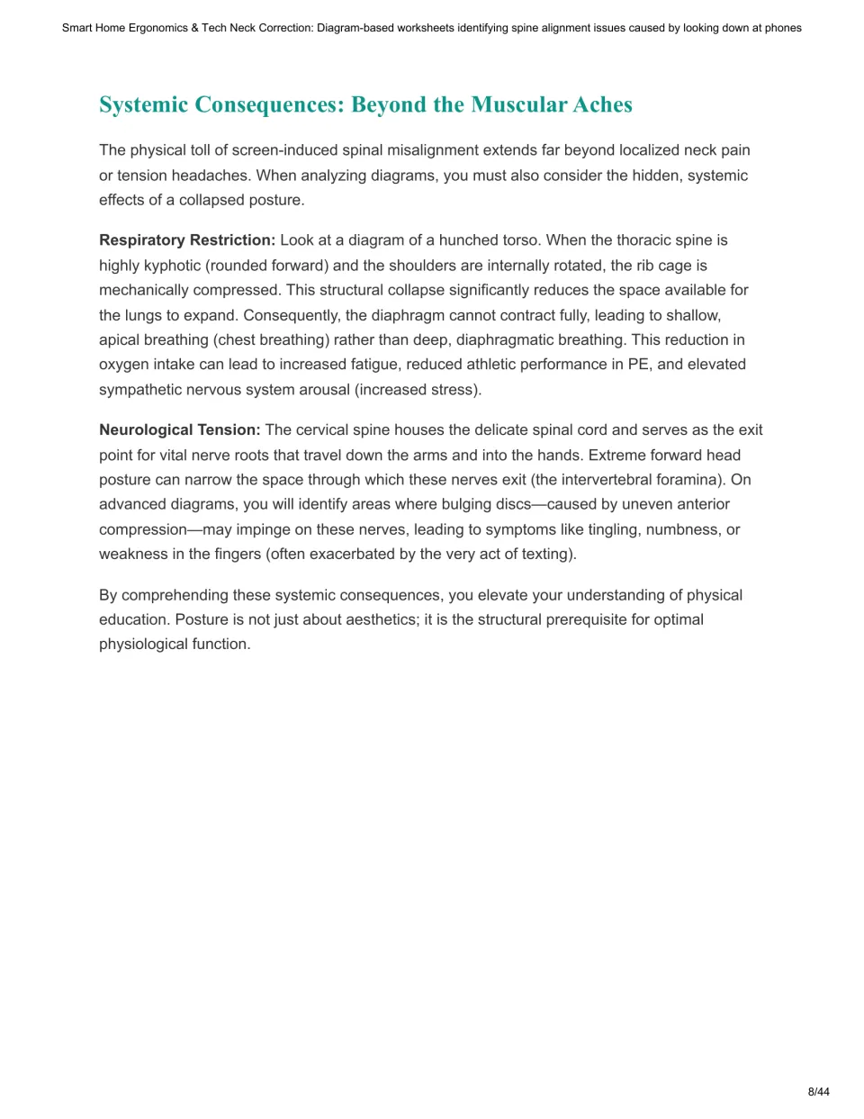 Chapter 3 continuation discussing respiratory restriction and neurological tension in posture analysis