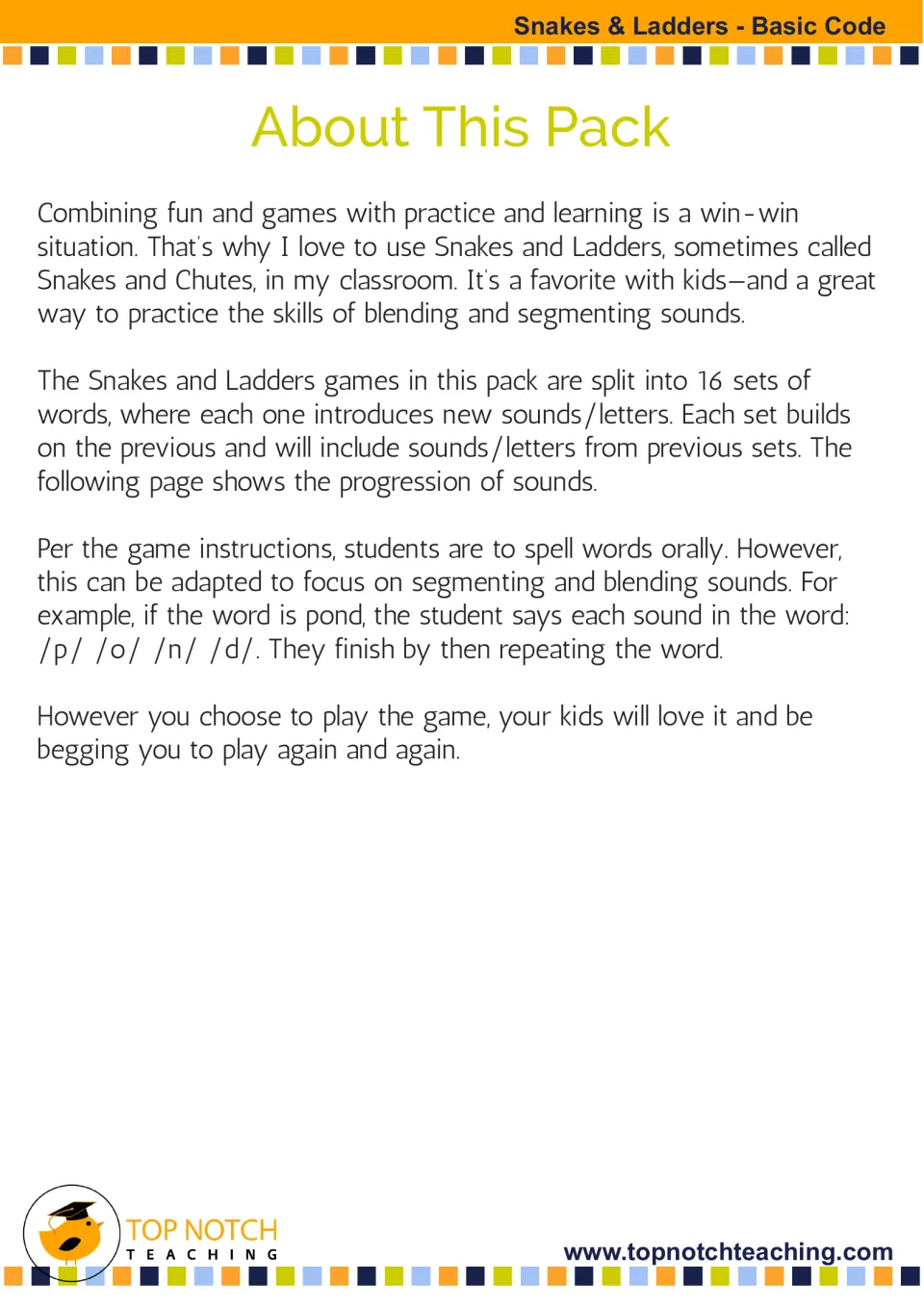 About This Pack explains 16 cumulative word sets and adapting oral spelling to segmenting and blending sounds