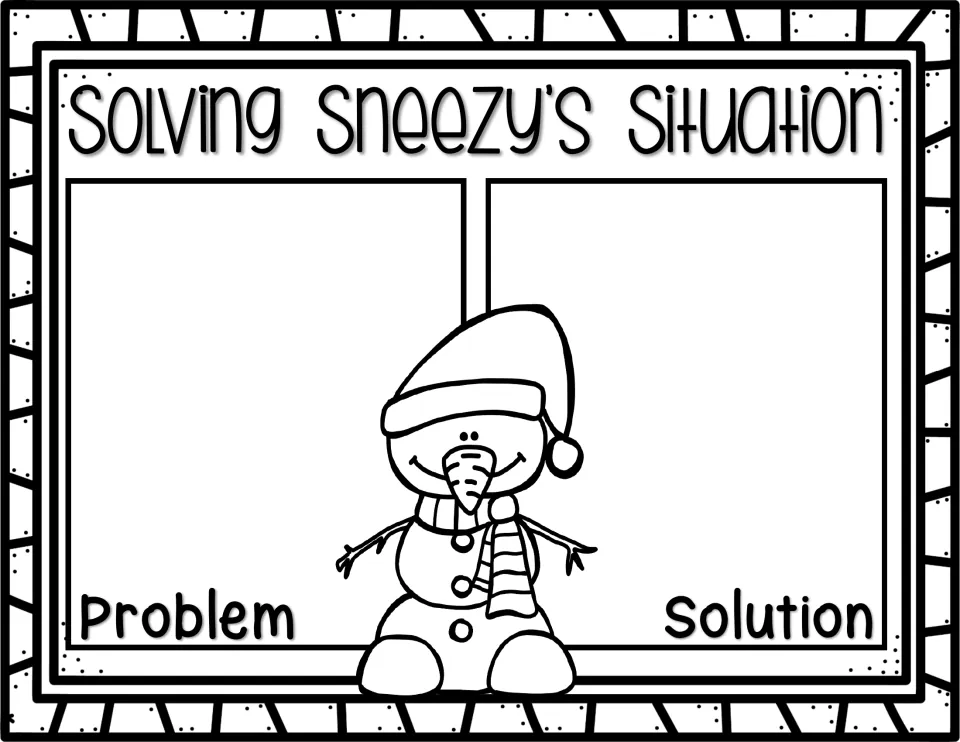 Problem and solution: students record the problem Sneezy faced and how it was solved in the story