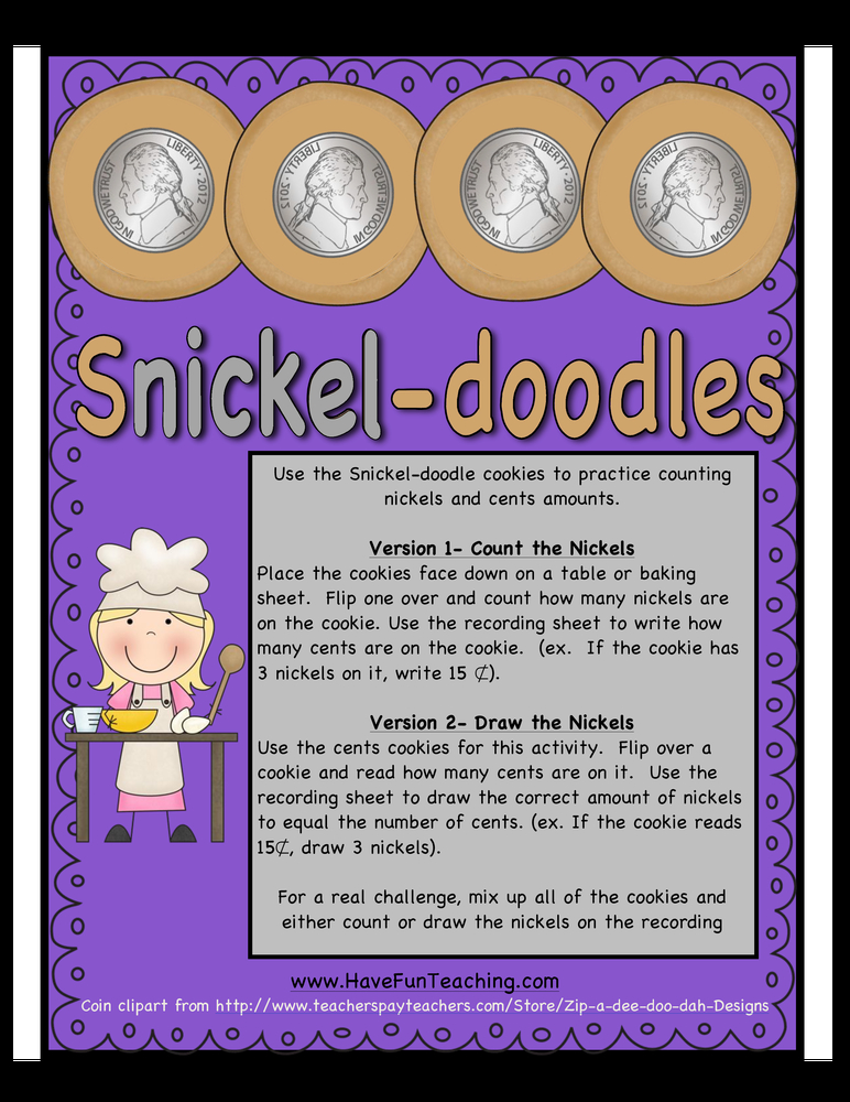 SnickelDoodles Counting Nickels Activity by Teach Simple