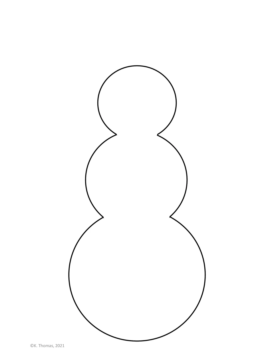 Blank snowman outline of three stacked circles where students draw the traits their coin flips produced