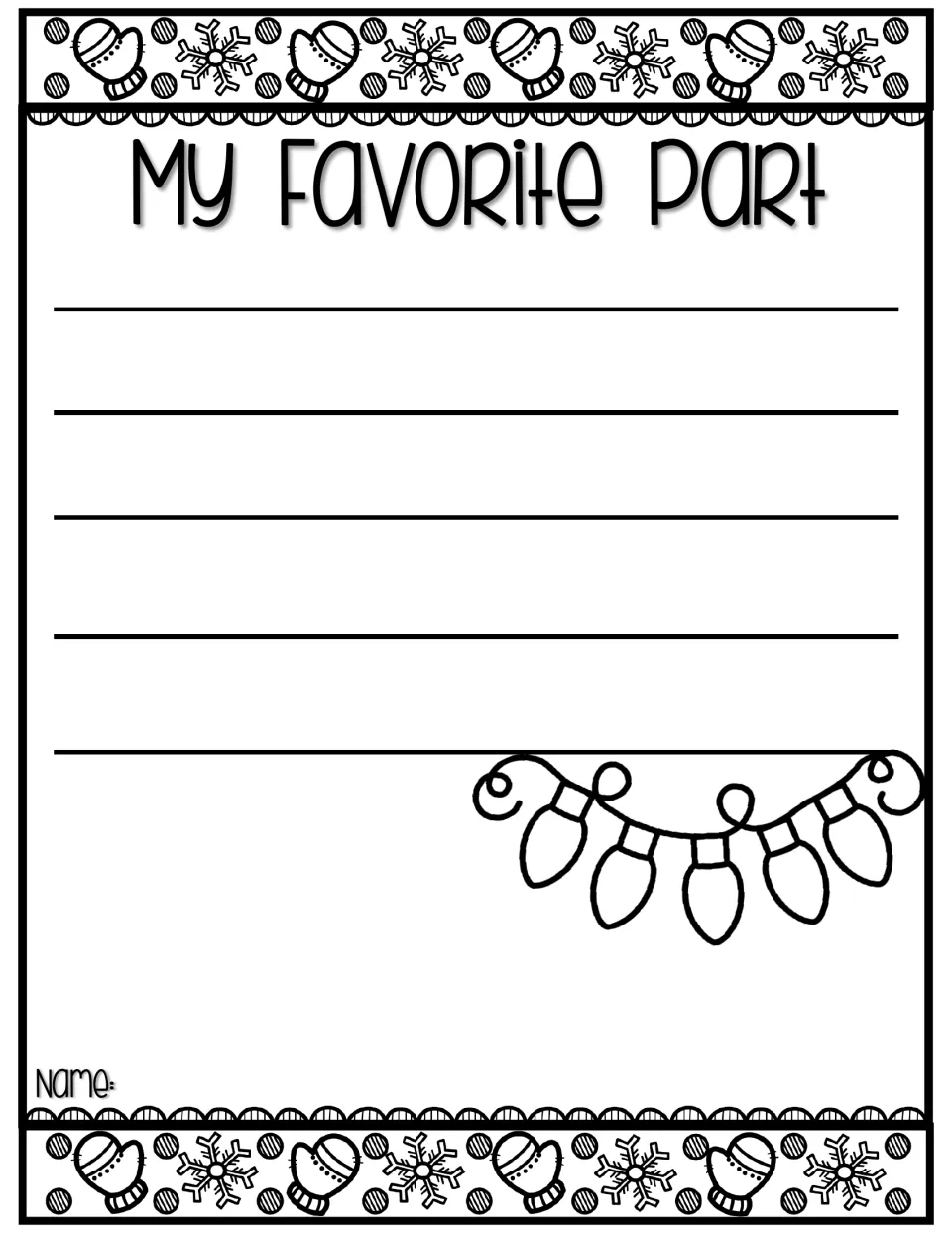My Favorite Part free response: students write about their favorite story moment without a sentence starter