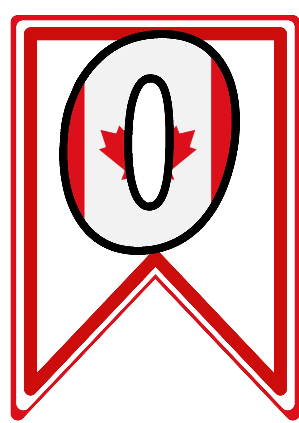 Letter O pennant with a Canadian flag design, the second letter of WORLD in the classroom soccer banner