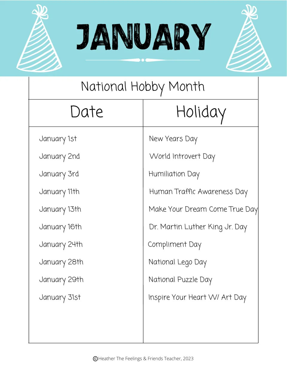January holiday list: National Hobby Month, World Introvert Day, Compliment Day, and National Puzzle Day