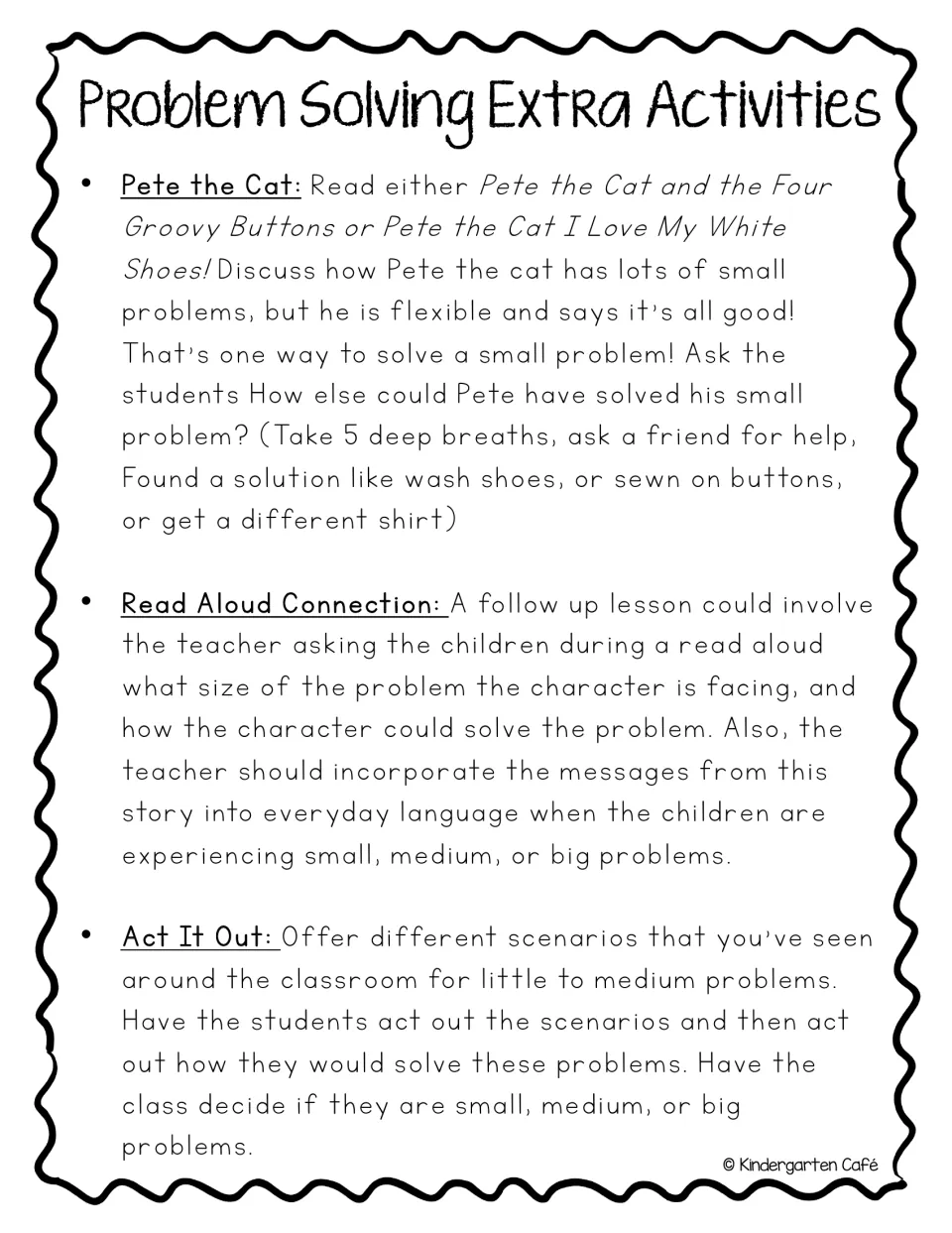 Extra activities for the SEL unit: Pete the Cat reading, read-aloud connections, and acting out problems