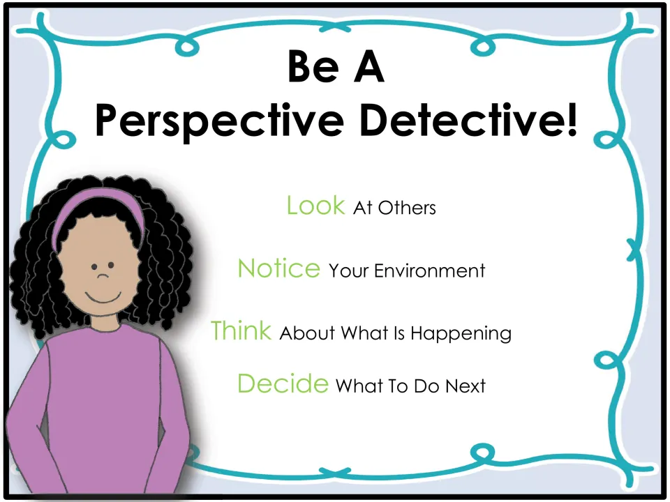 Second perspective detective poster repeats the steps: look, notice your environment, think, and decide
