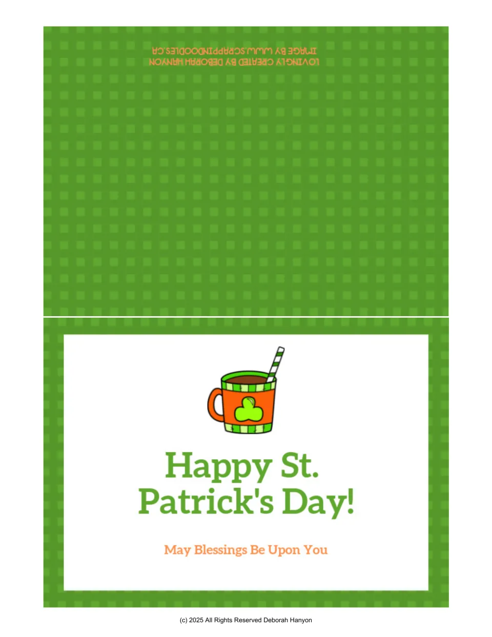 Printable greeting card for the pack reads 'Happy St. Patrick's Day!' and 'May Blessings Be Upon You'