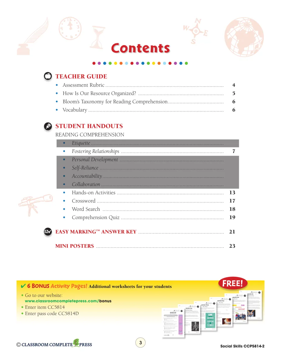 Contents: teacher guide, Fostering Relationships reading, crossword, word search, comprehension quiz and answer key