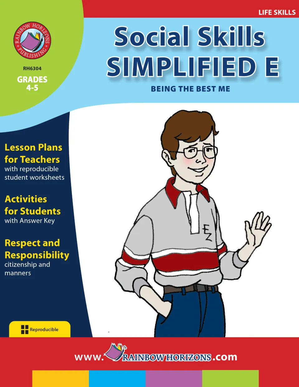 Social Skills Simplified E - Being the Best Me cover identifies grades 4–5, teacher lessons, and worksheets