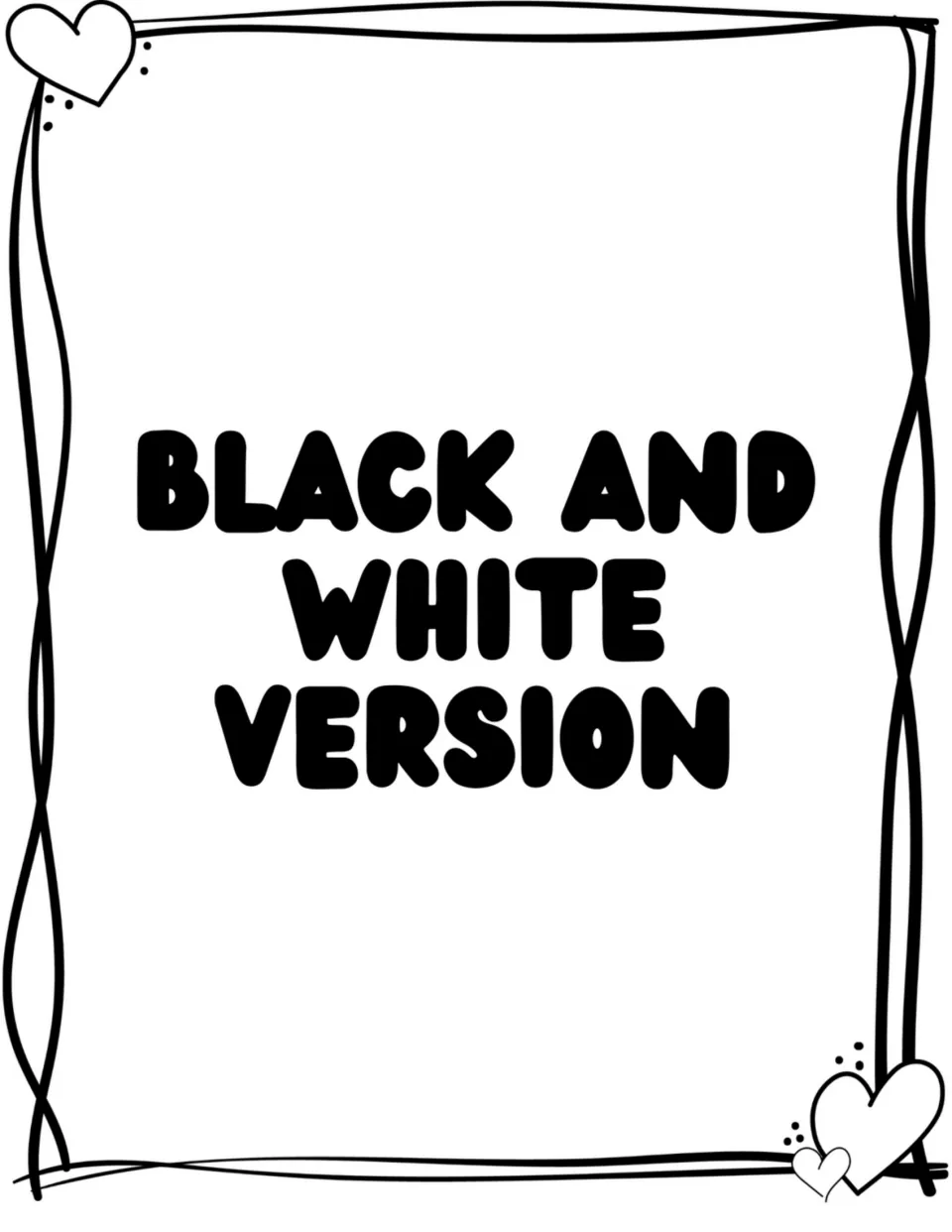 Black-and-white section divider for the feelings social story, labeled 'Black and White Version.'