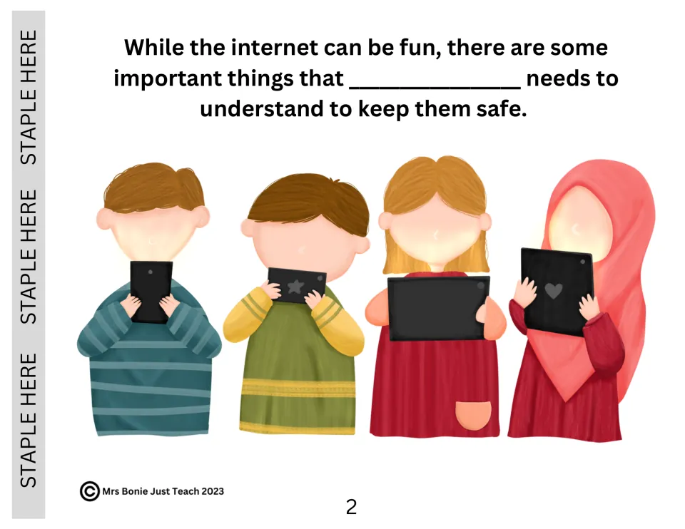 Internet safety intro: the internet can be fun, but there are things to understand to stay safe; four kids hold tablets