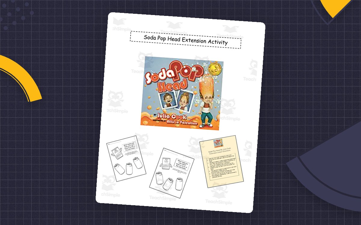Soda Pop Head by Julia Cook Extension SEL lesson and worksheet preview