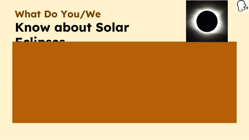 Prior-knowledge prompt asking what students know about solar eclipses, accompanied by a total eclipse image