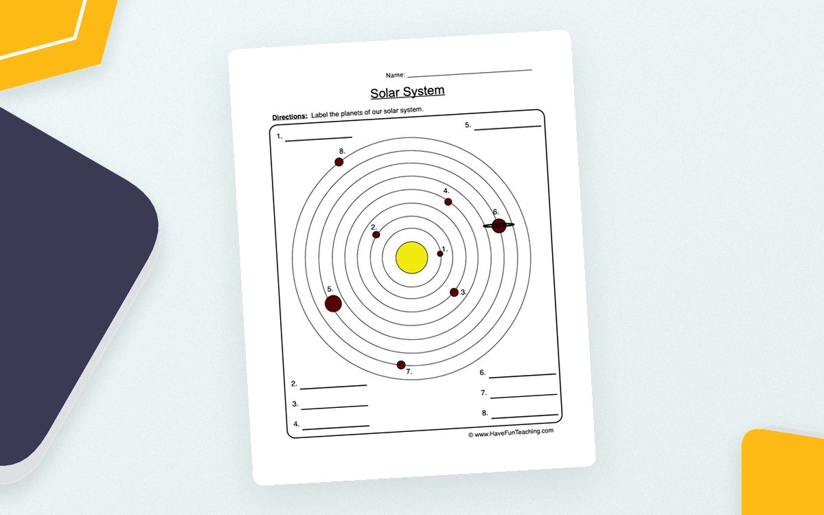 Solar System Diagram Worksheet preview: Two-page PDF