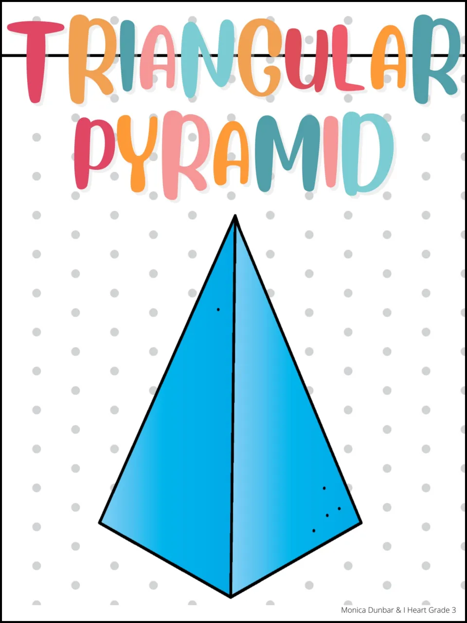 Triangular pyramid reference poster showing the blue solid by itself beneath the label “Triangular Pyramid”