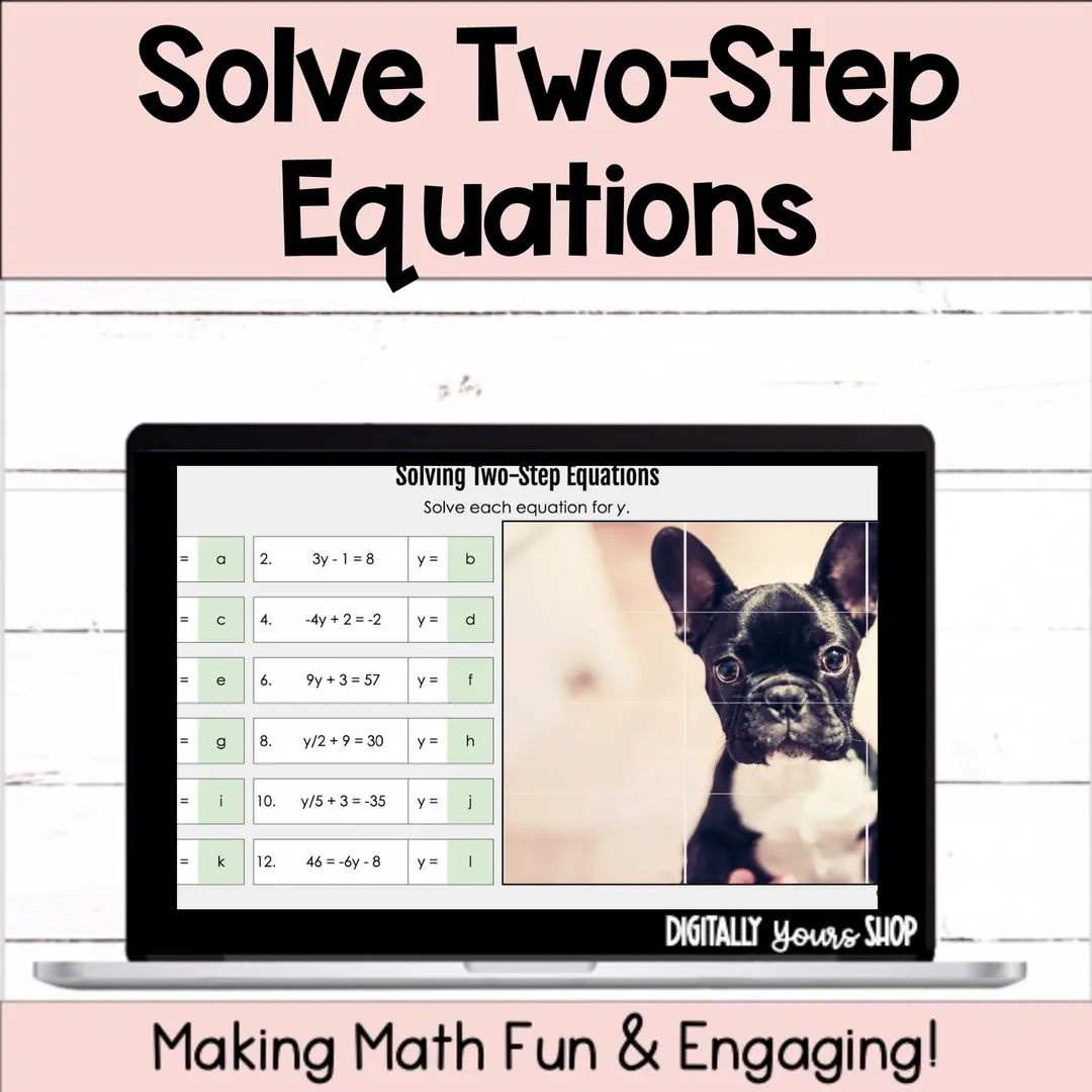 Solve Two-Step Equations Digital Self-Checking Activity – cover