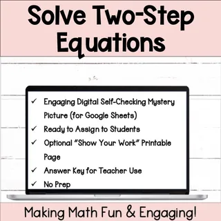 Solve Two-Step Equations Digital Self-Checking Activity – preview 1