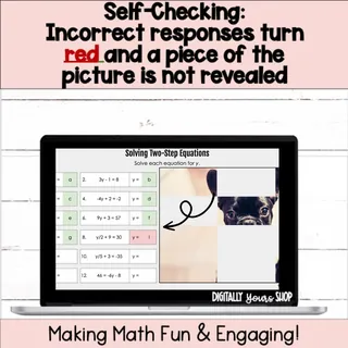 Solve Two-Step Equations Digital Self-Checking Activity – preview 2