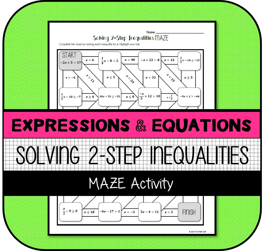 Solving 2-Step Inequalities MAZE Activity – cover